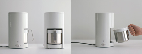 muji Cylindrical coffee maker designed by industrial facilities