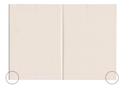 Notebook with corner frames