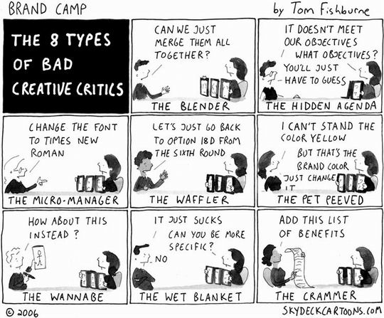 the 8 types of bad creative critics by tom fishburne 