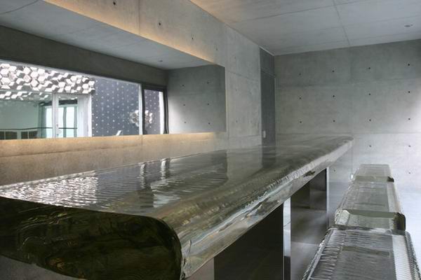 optical glass bar waterfall designed by tokujin yoshioka