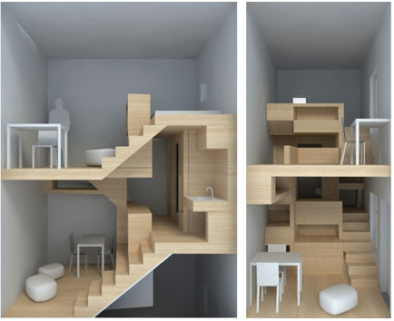 compact stairwell dwelling LEBOT By H2O Architects