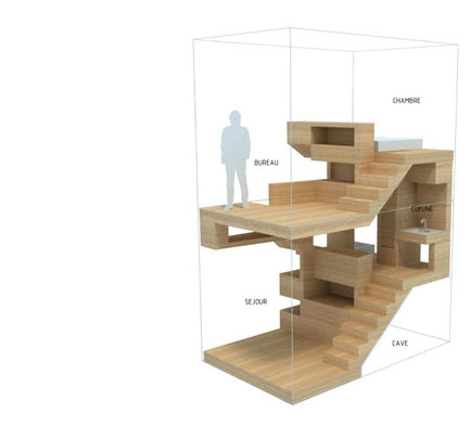 compact stairwell dwelling LEBOT By H2O Architects