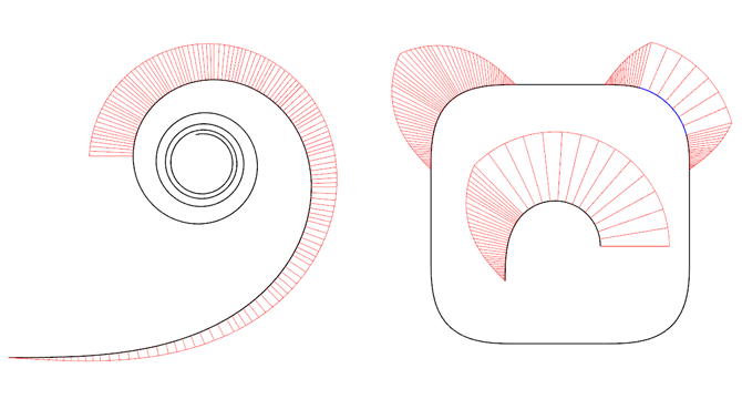 iOS icon rounded corner study Euler spiral